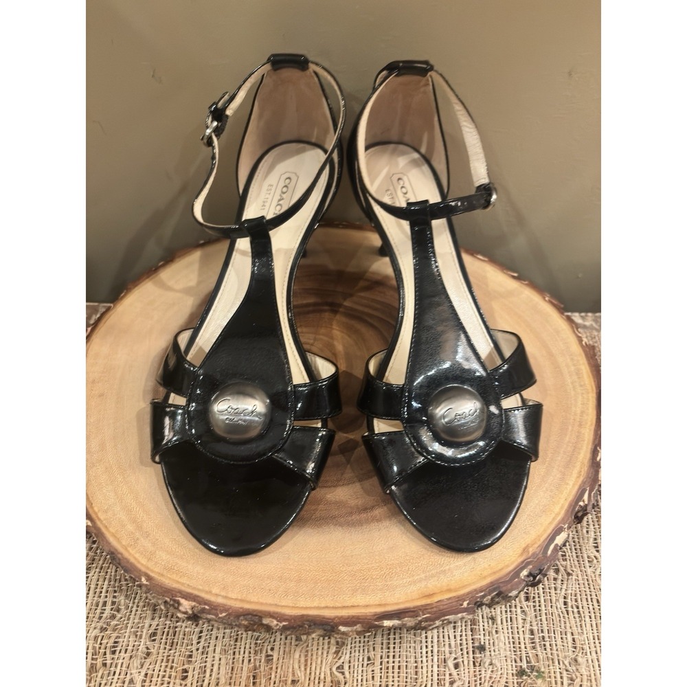 Coach‎ Helena Patent Leather Heels With Coach Logo Black Size 6.5